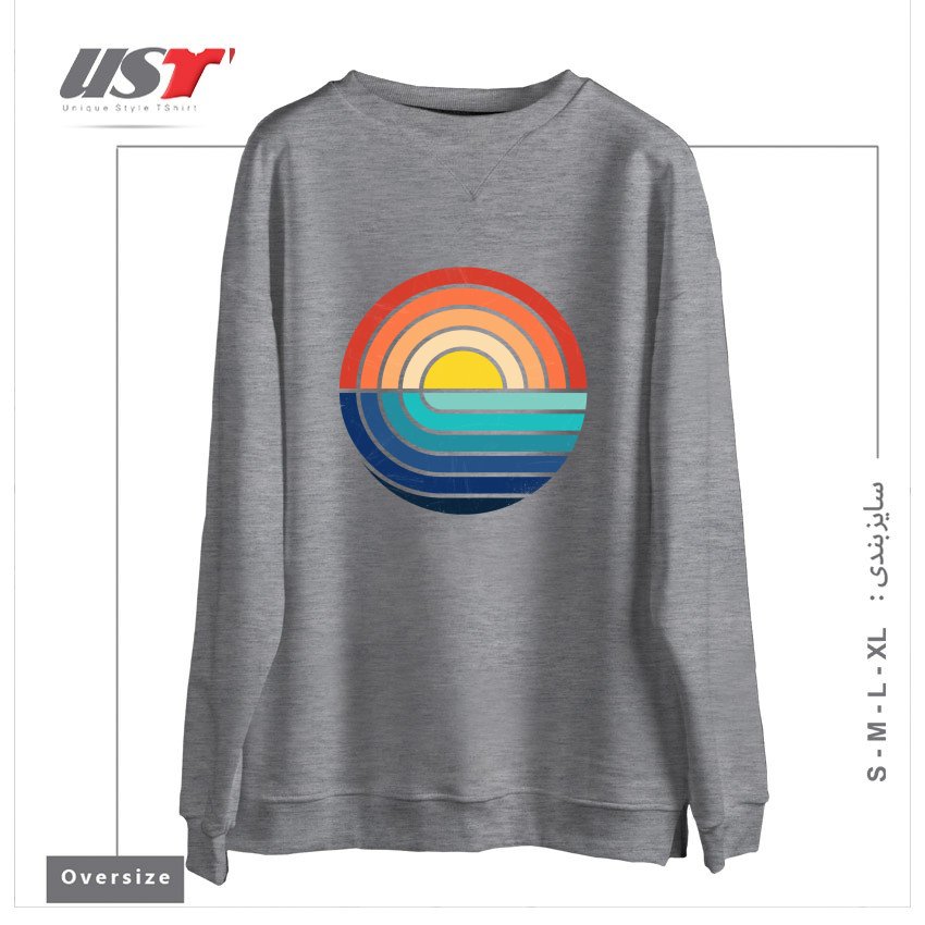 سوییشرت اورسایز طرح SUNSET AND WAVES