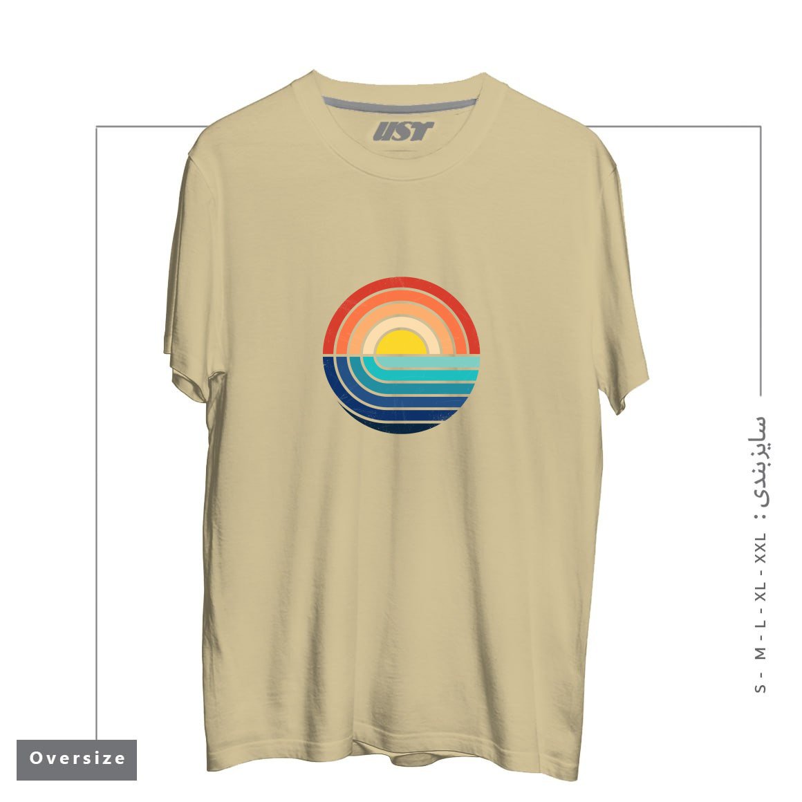 تیشرت اورسایز طرح SUNSET AND WAVES