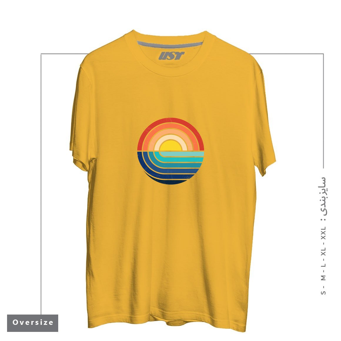 تیشرت اورسایز طرح SUNSET AND WAVES
