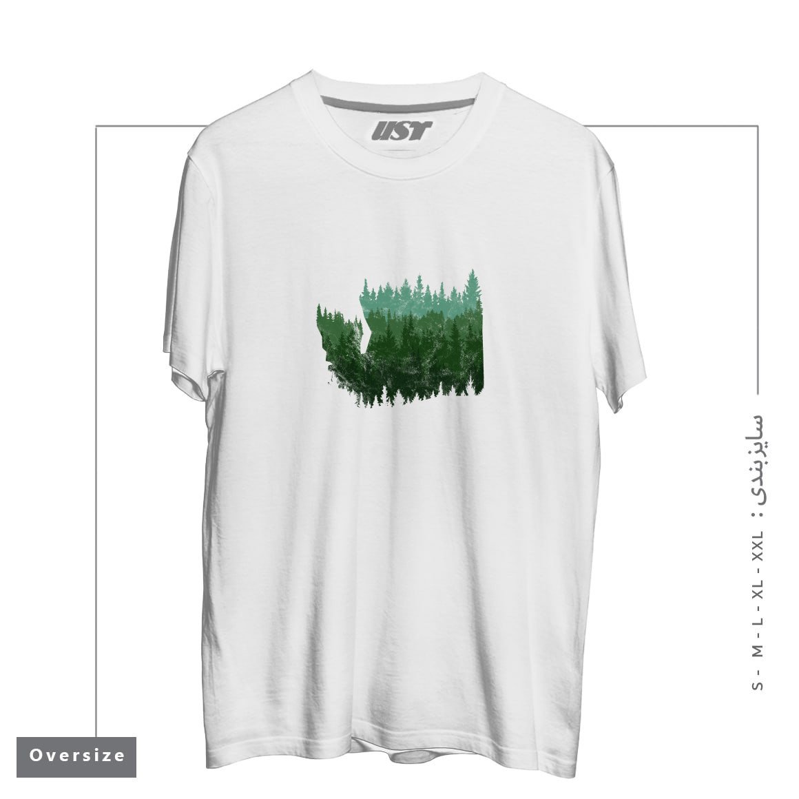 طرح THE WASHINGTON ESCAPE تیشرت اورسایزرنگ سفید