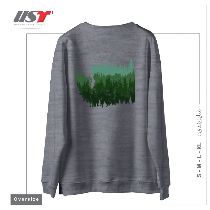 طرح THE WASHINGTON ESCAPE سوییشرت اورسایزرنگ طوسی ملانژ