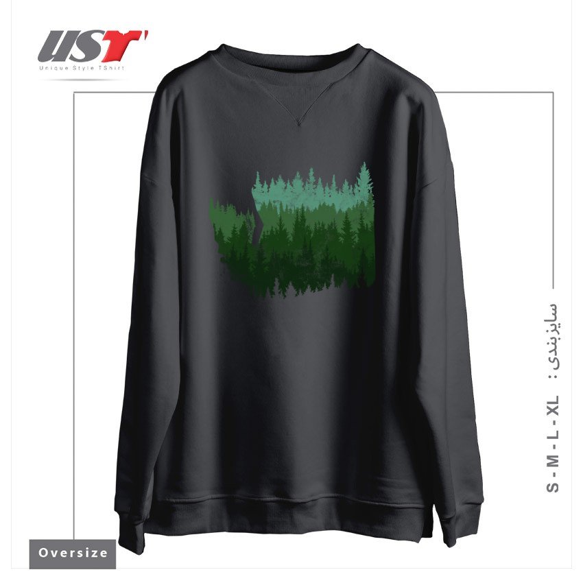 طرح THE WASHINGTON ESCAPE سوییشرت اورسایزرنگ دودی