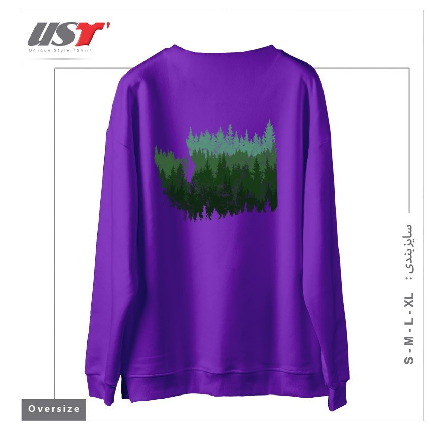 طرح THE WASHINGTON ESCAPE سوییشرت اورسایزرنگ بنفش