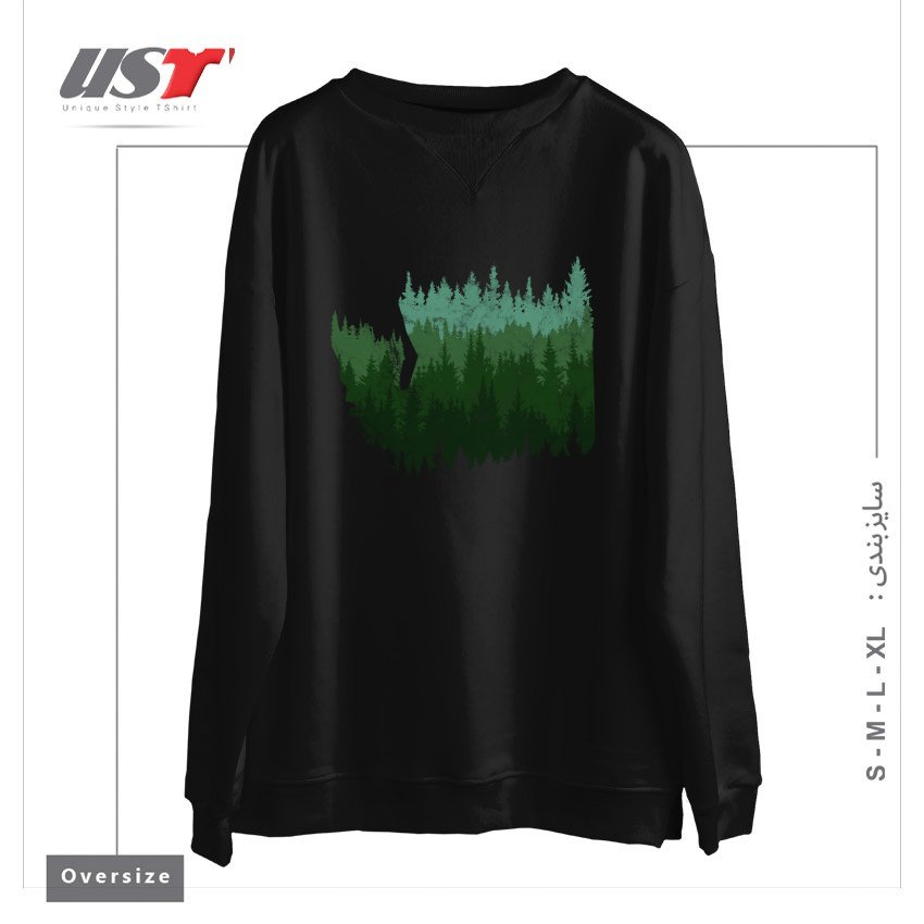 طرح THE WASHINGTON ESCAPE سوییشرت اورسایزرنگ مشکی