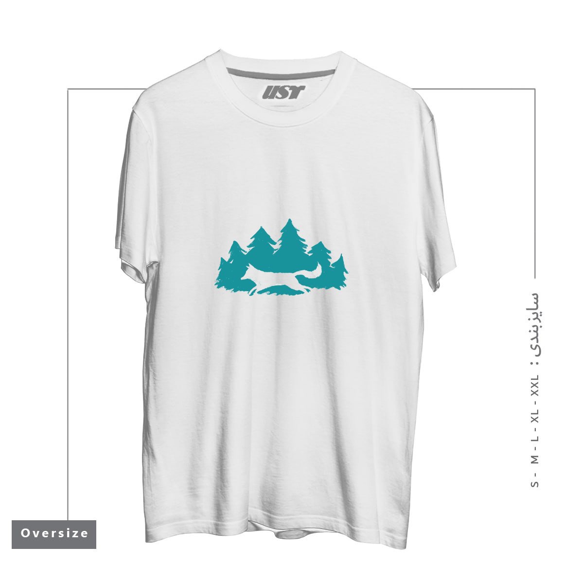 طرح WILD CREATURE تیشرت اورسایزرنگ سفید