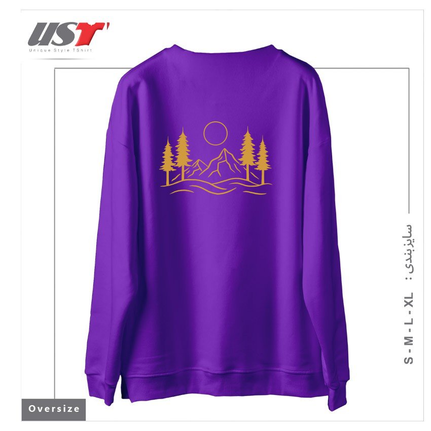 طرح WILDERNESS - GOLDEN VERSION سوییشرت اورسایزرنگ بنفش