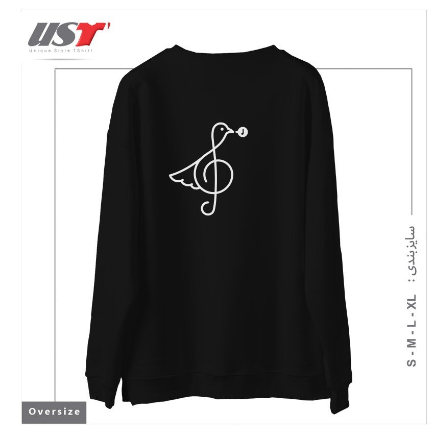 طرح BIRD SONG سوییشرت اورسایزرنگ مشکی