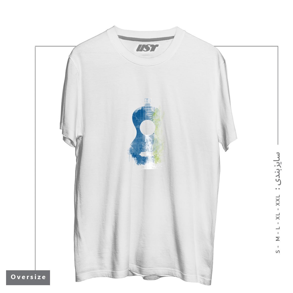 طرح BLUES تیشرت اورسایزرنگ سفید