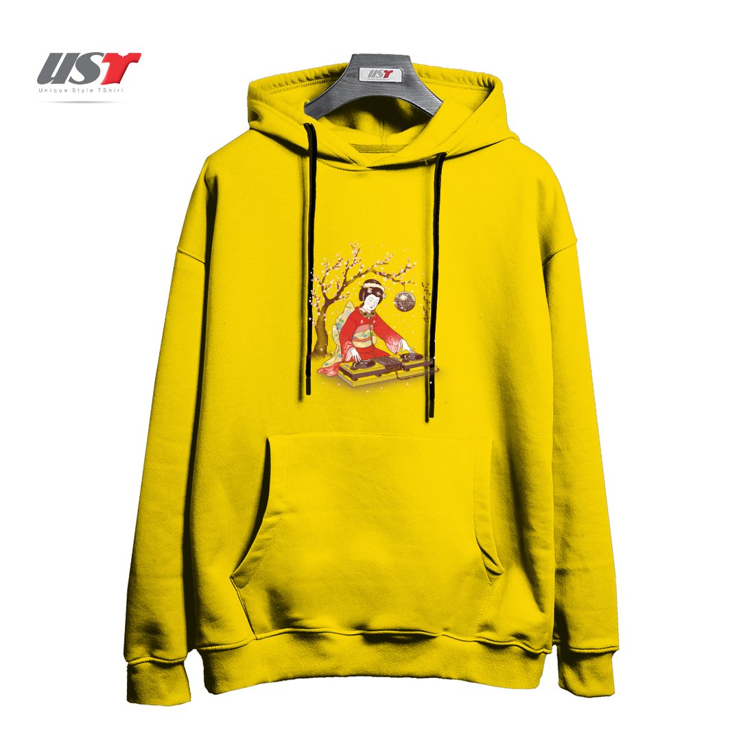 طرح DJ GEISHA هودی اورسایزرنگ زرد