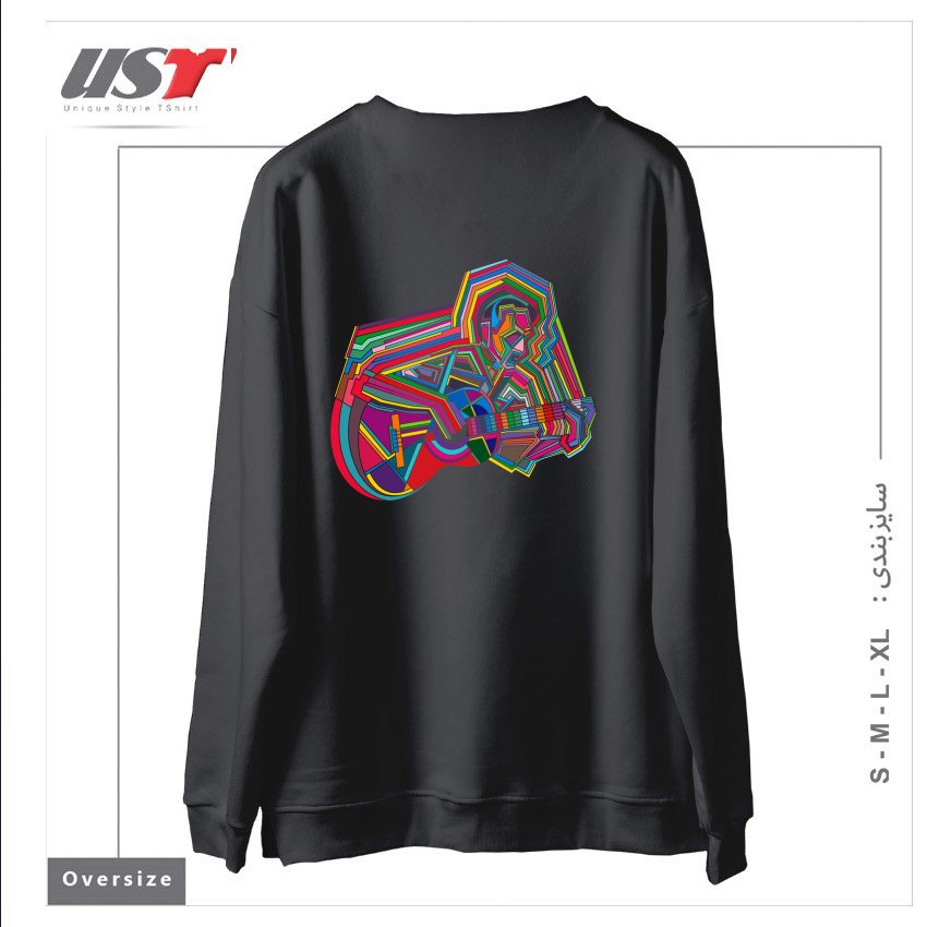 طرح GUITARIST سوییشرت اورسایزرنگ دودی