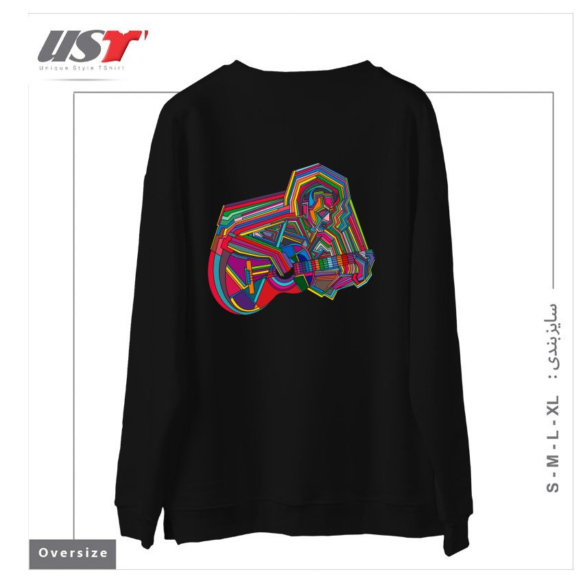 طرح GUITARIST سوییشرت اورسایزرنگ مشکی