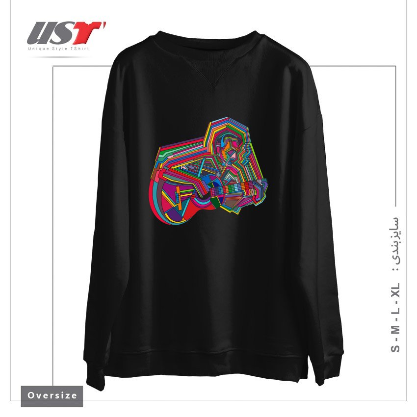 طرح GUITARIST سوییشرت اورسایزرنگ مشکی