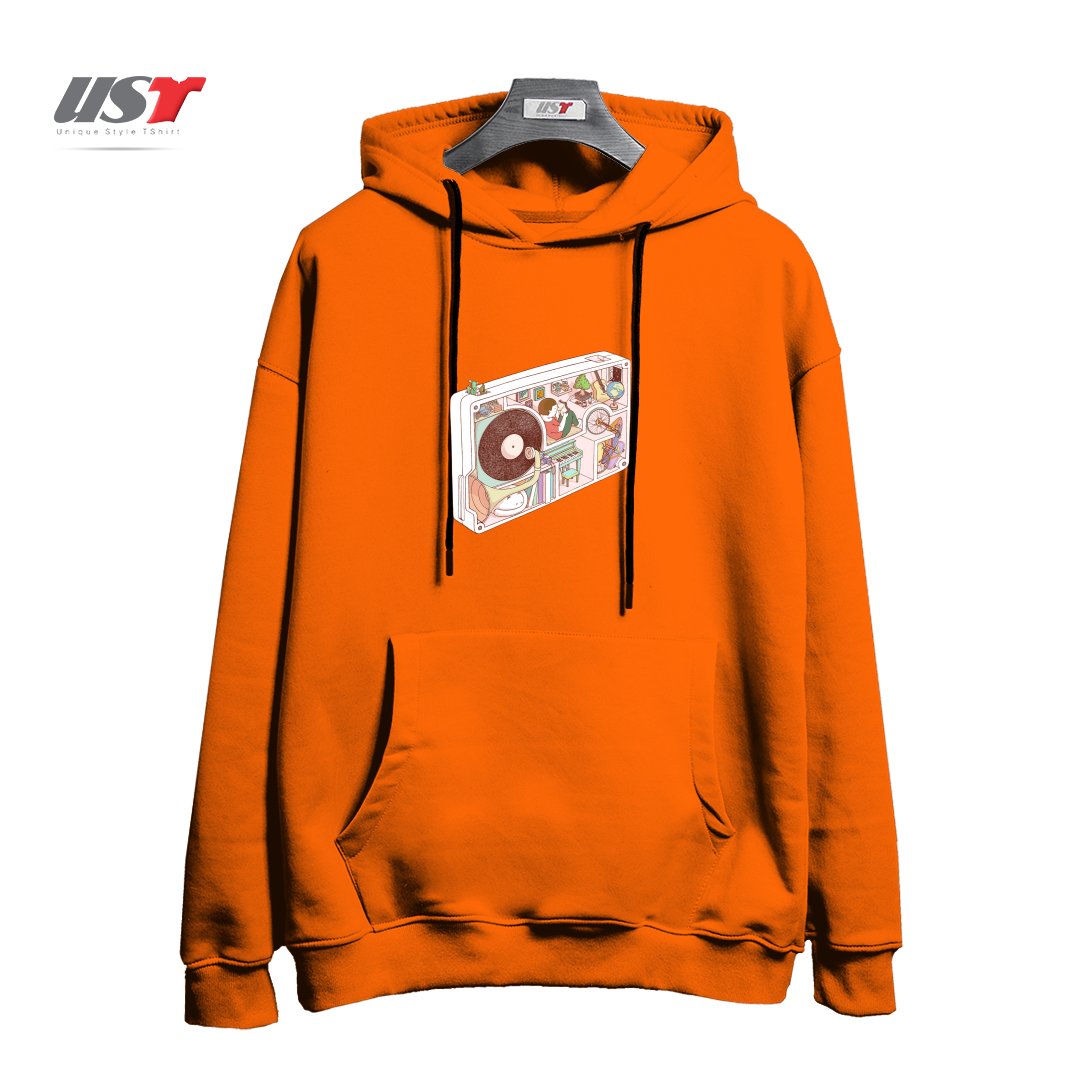 طرح INSIDE ANALOG2 هودی اورسایزرنگ نارنجی