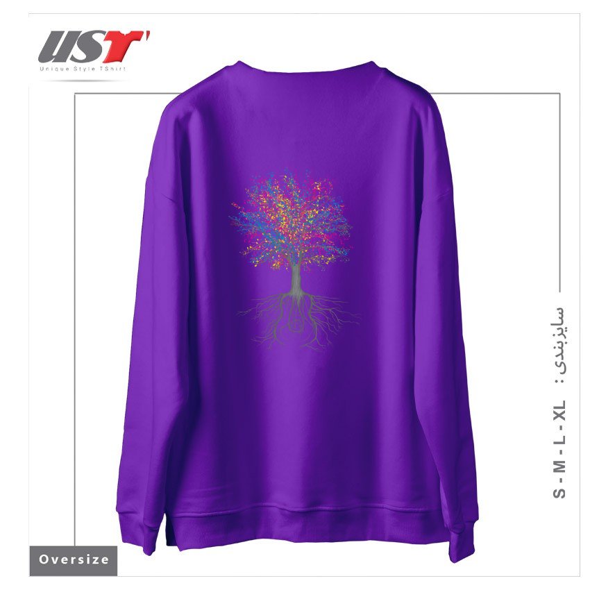 طرح IT GROWS ON TREES سوییشرت اورسایزرنگ بنفش
