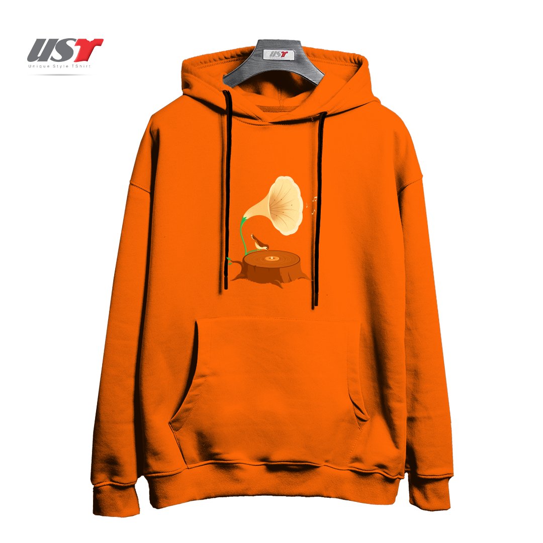 طرح LISTEN TO MOTHER NATURE هودی اورسایزرنگ نارنجی