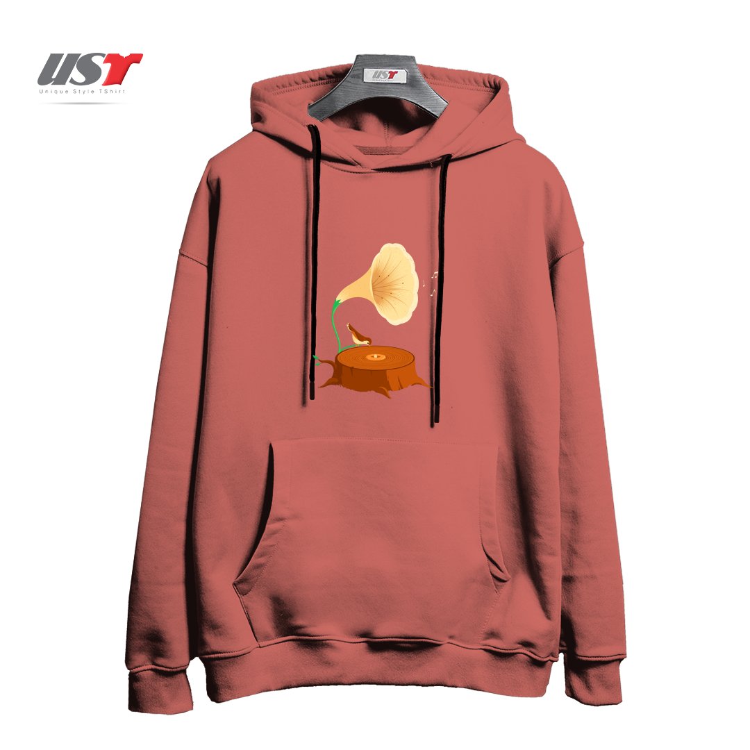 طرح LISTEN TO MOTHER NATURE هودی اورسایزرنگ آجری