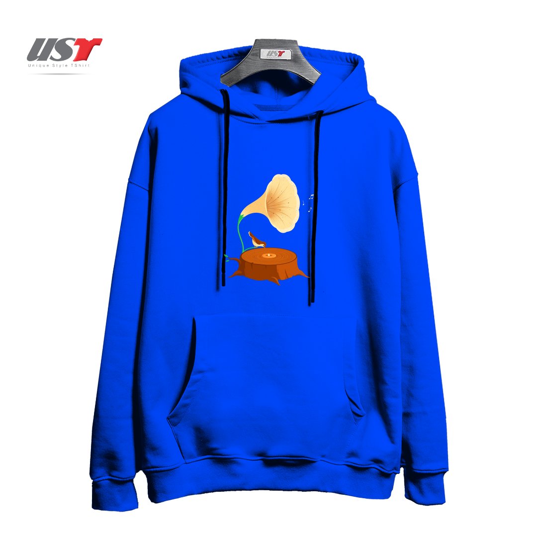 طرح LISTEN TO MOTHER NATURE هودی اورسایزرنگ آبی شالی