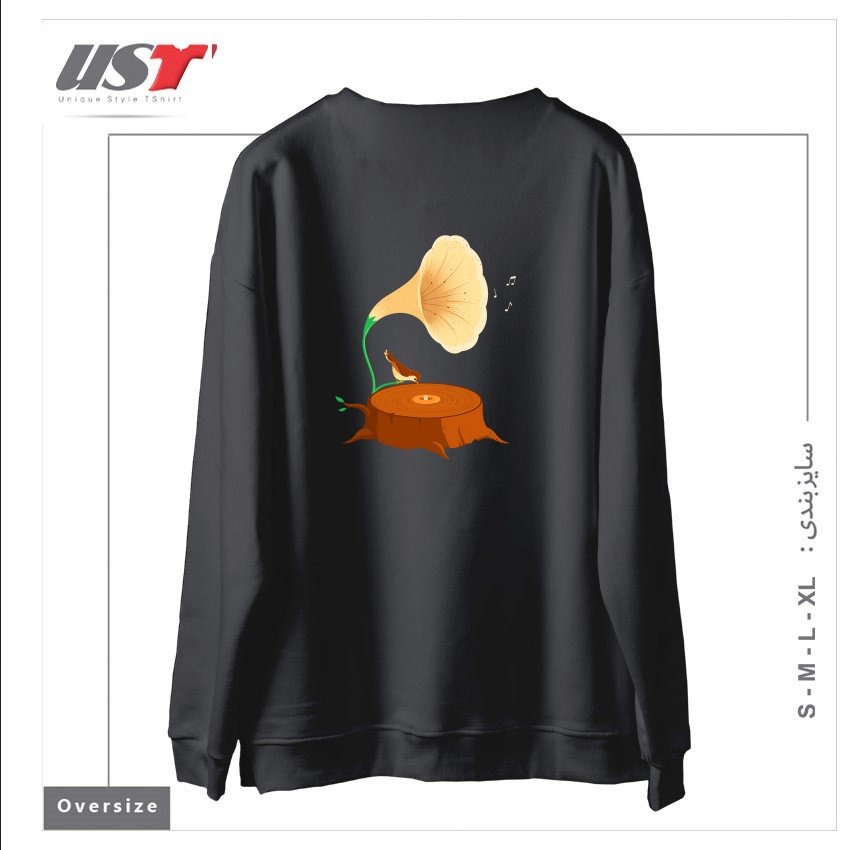 طرح LISTEN TO MOTHER NATURE سوییشرت اورسایزرنگ دودی