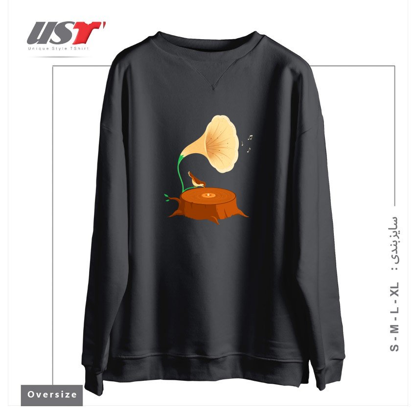 طرح LISTEN TO MOTHER NATURE سوییشرت اورسایزرنگ دودی