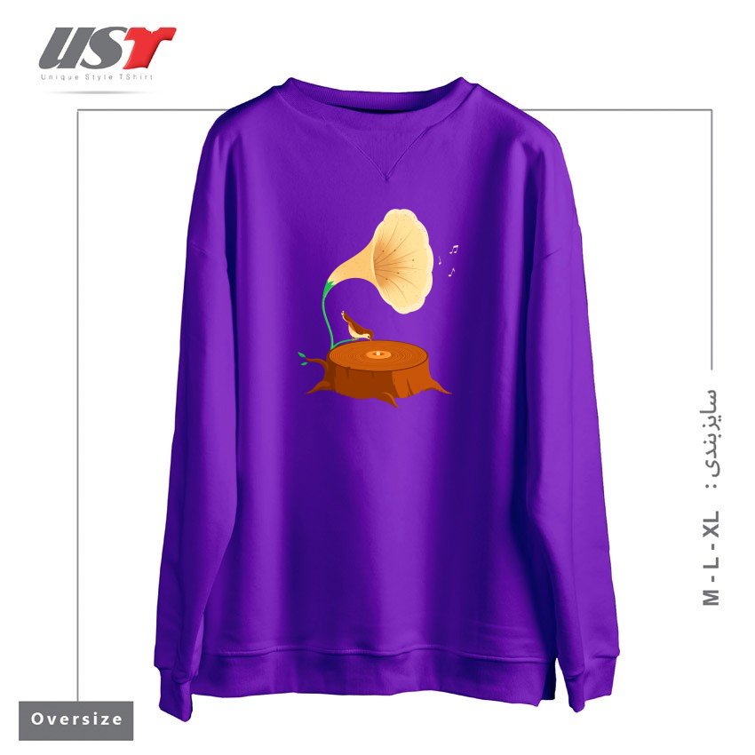 طرح LISTEN TO MOTHER NATURE سوییشرت اورسایزرنگ بنفش