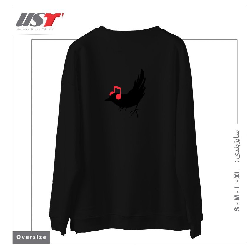 طرح LISTENING TO MY SONG سوییشرت اورسایزرنگ مشکی