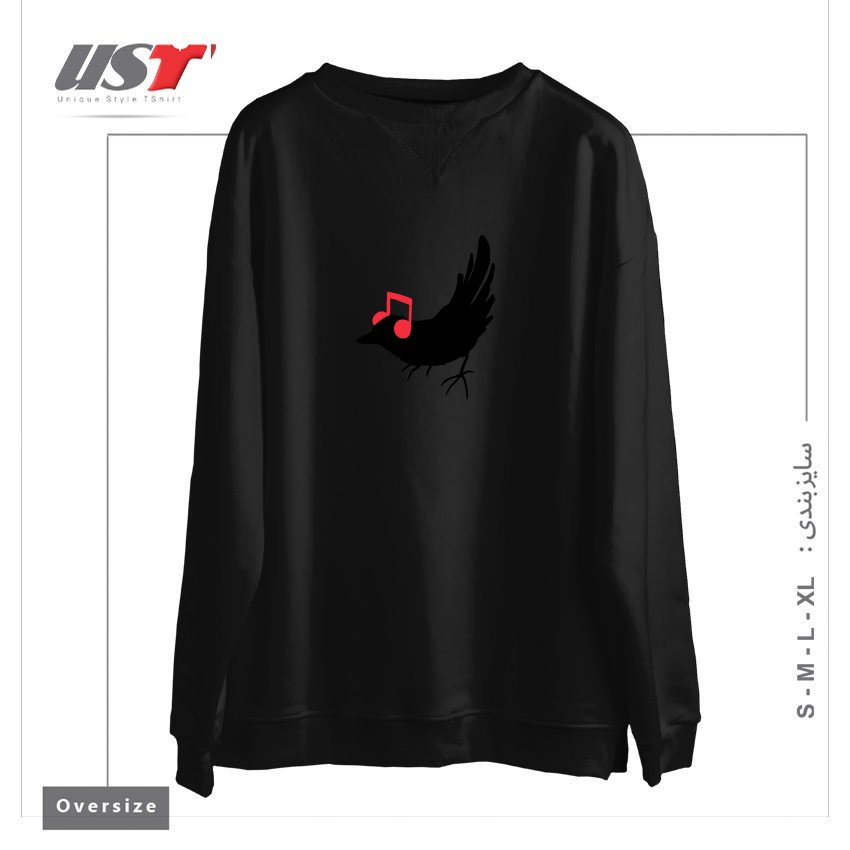 طرح LISTENING TO MY SONG سوییشرت اورسایزرنگ مشکی