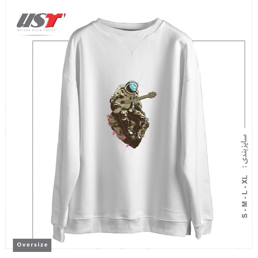 طرح LONELY MAN سوییشرت اورسایزرنگ سفید