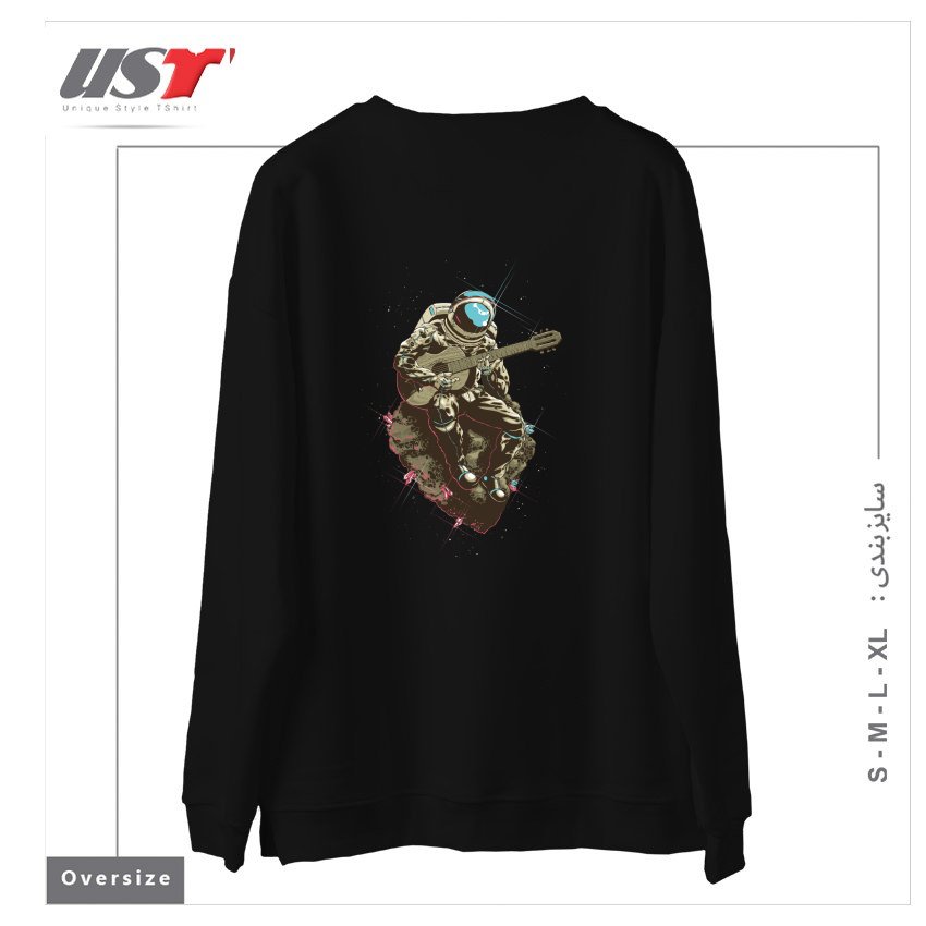 طرح LONELY MAN سوییشرت اورسایزرنگ مشکی