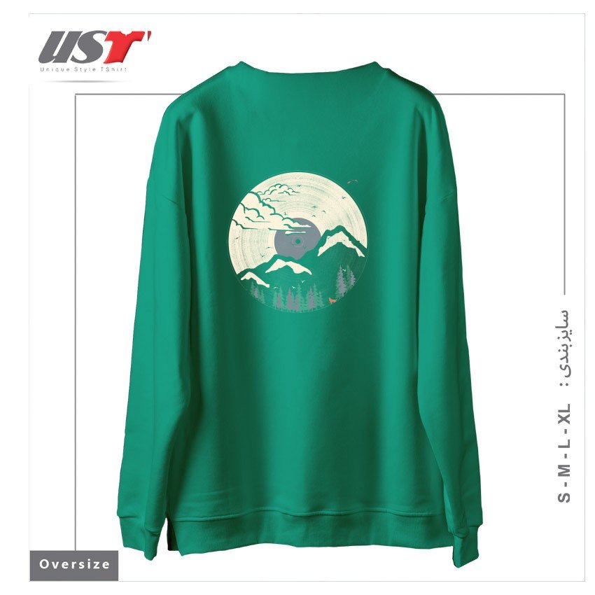 طرح MTN LP... (BLUE VARIANT) سوییشرت اورسایزرنگ سبز سدری