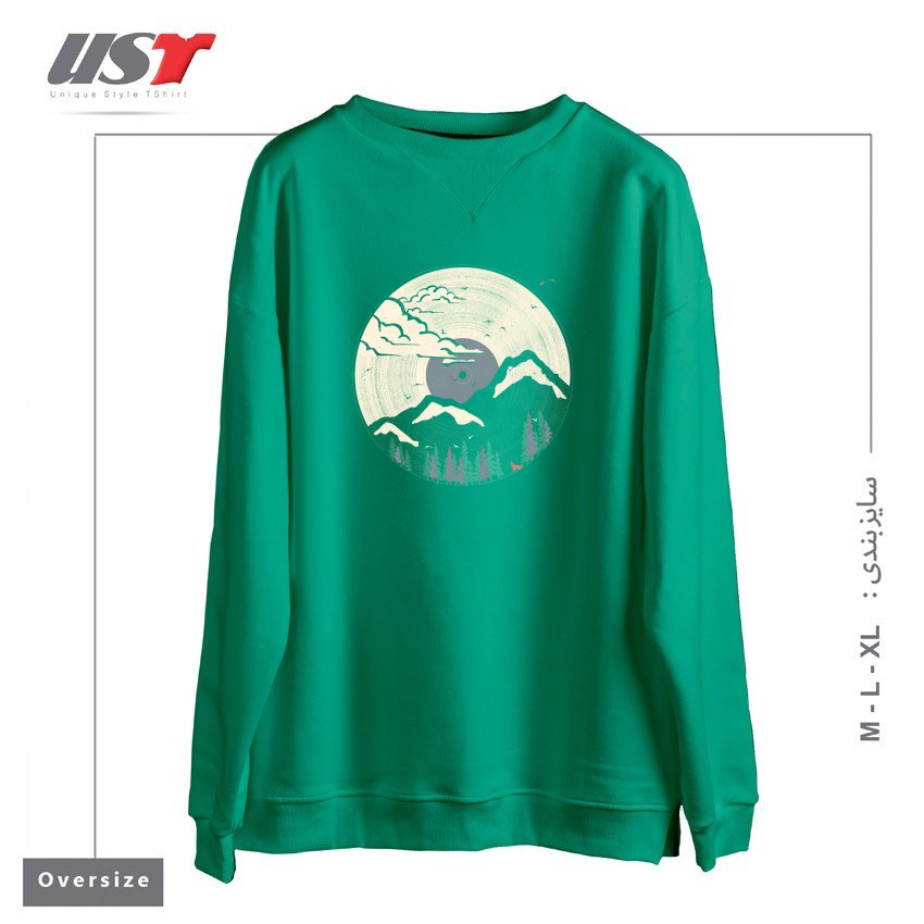 طرح MTN LP... (BLUE VARIANT) سوییشرت اورسایزرنگ سبز سدری