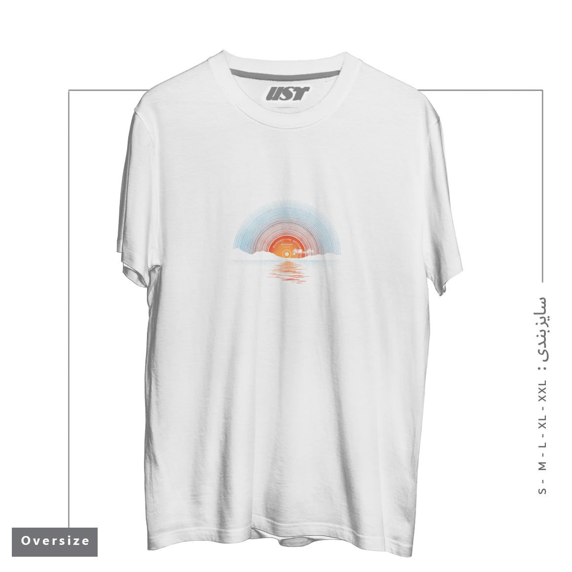 طرح SOUND OF SUMMER تیشرت اورسایزرنگ سفید