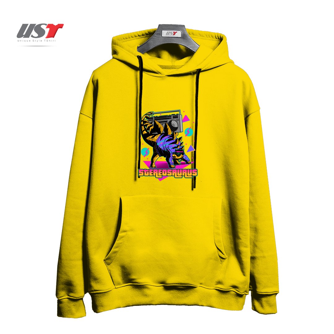طرح STEREOSAURUS - A RAD DINOSAUR هودی اورسایزرنگ زرد