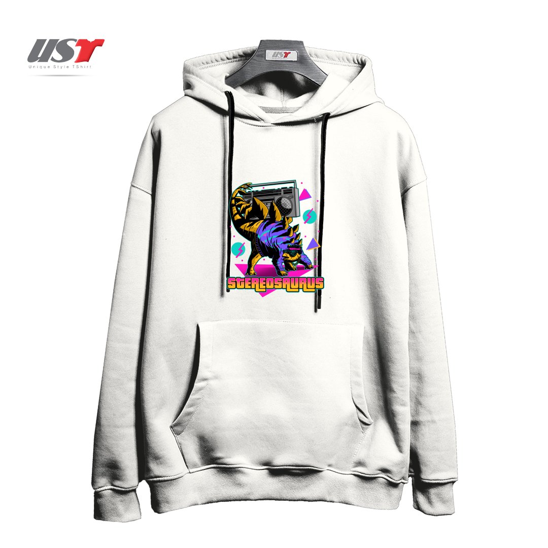 طرح STEREOSAURUS - A RAD DINOSAUR هودی اورسایزرنگ سفید