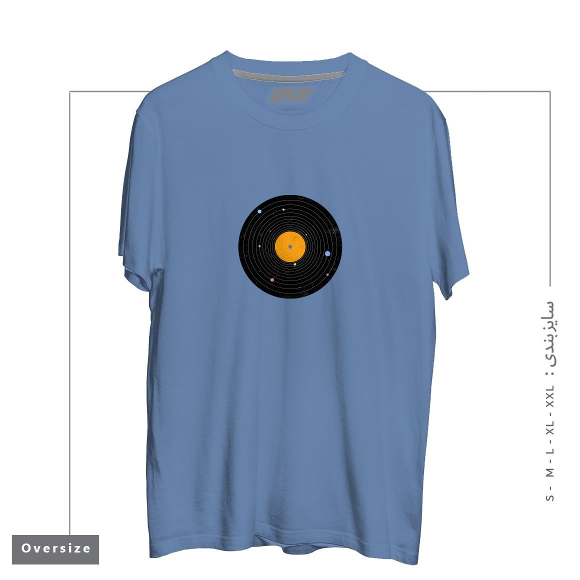 طرح SPACE SOUNDS تیشرت اورسایزرنگ آبی نفتی