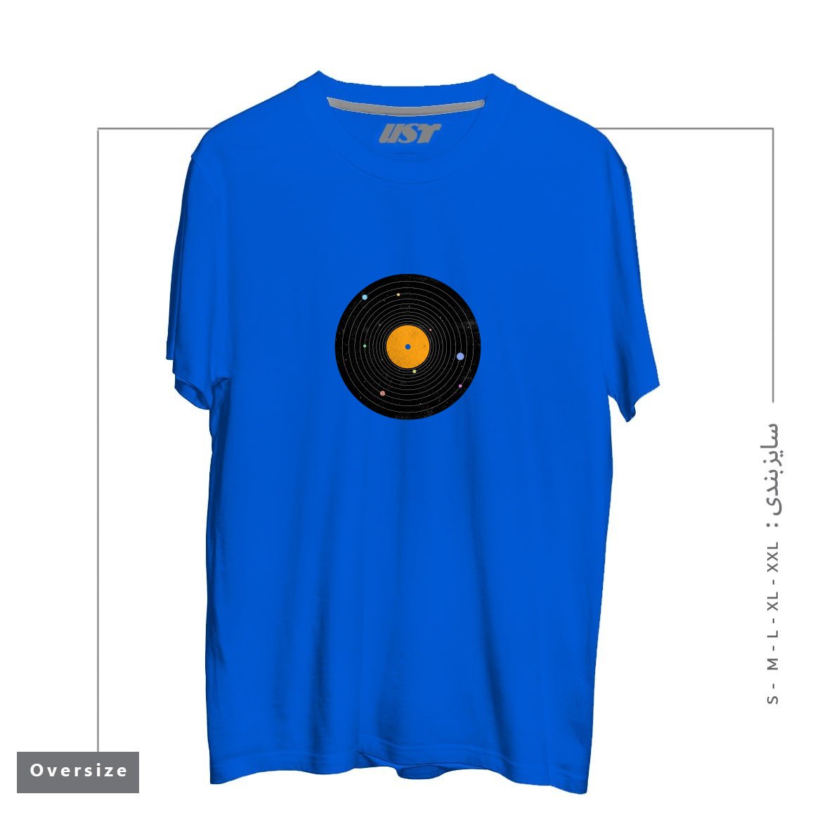 طرح SPACE SOUNDS تیشرت اورسایزرنگ آبی شالی
