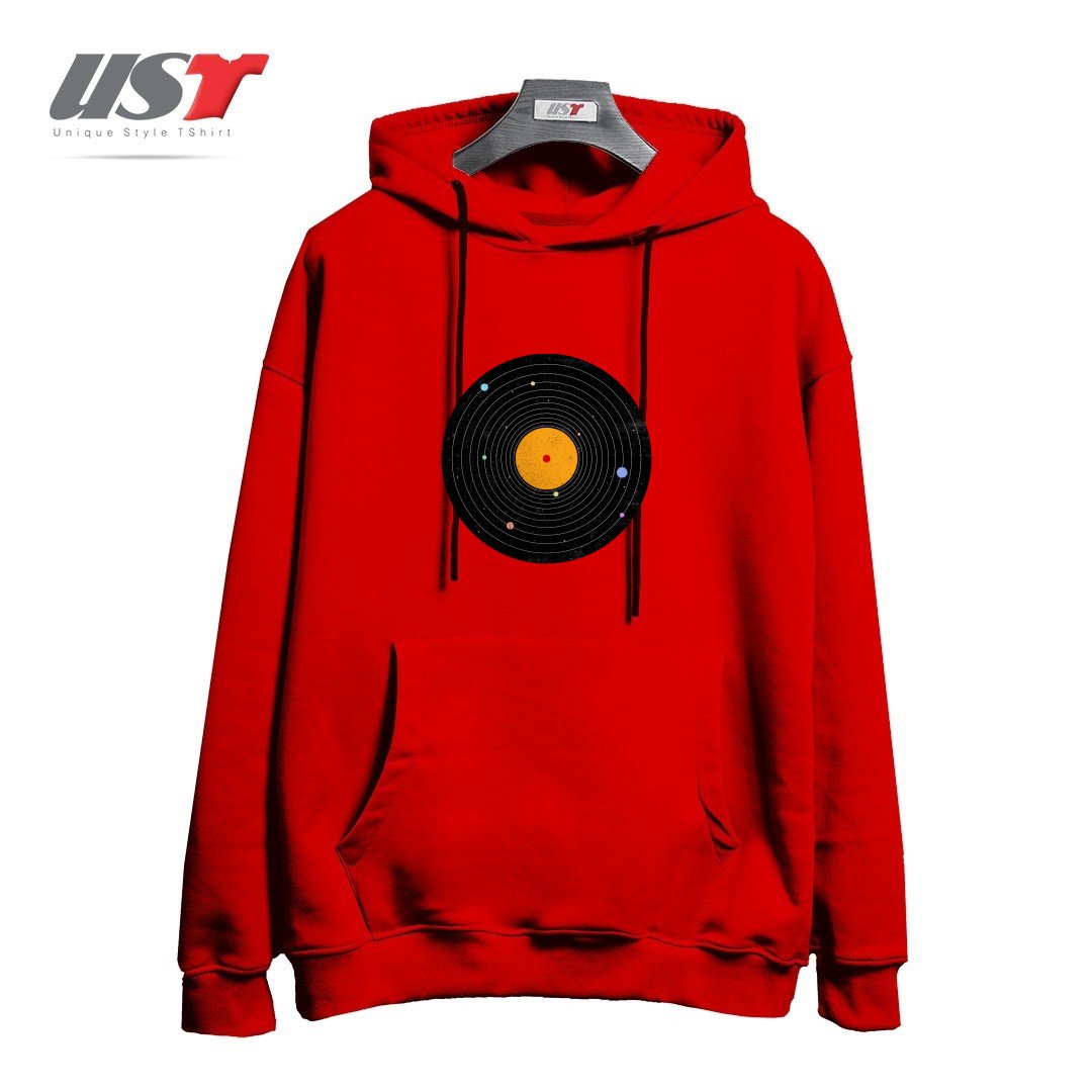 طرح SPACE SOUNDS هودی اورسایزرنگ قرمز