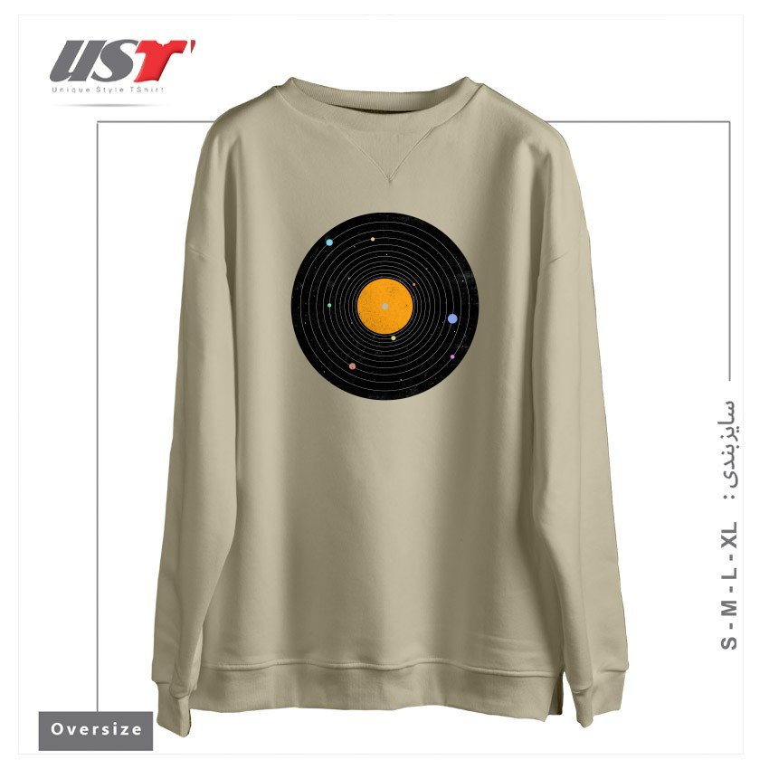 طرح SPACE SOUNDS سوییشرت اورسایزرنگ نخودی