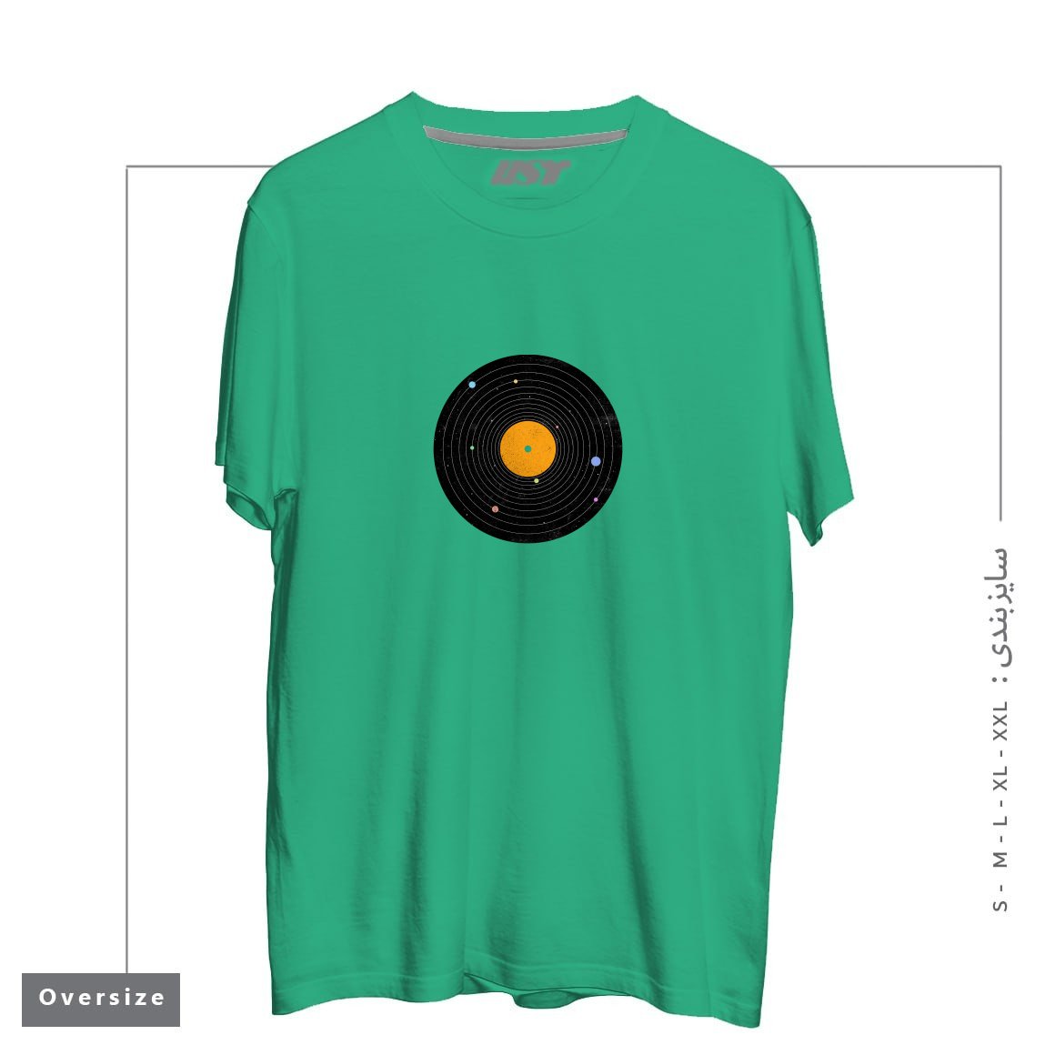 طرح SPACE SOUNDS تیشرت اورسایزرنگ سبز