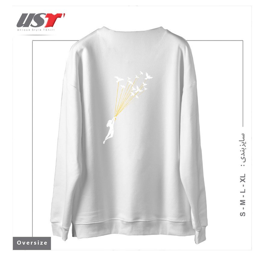 طرح JUST BELIEVE IN YOUR DREAM سوییشرت اورسایزرنگ سفید