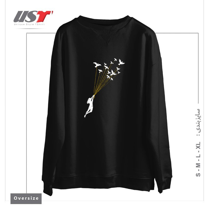 طرح JUST BELIEVE IN YOUR DREAM سوییشرت اورسایزرنگ مشکی