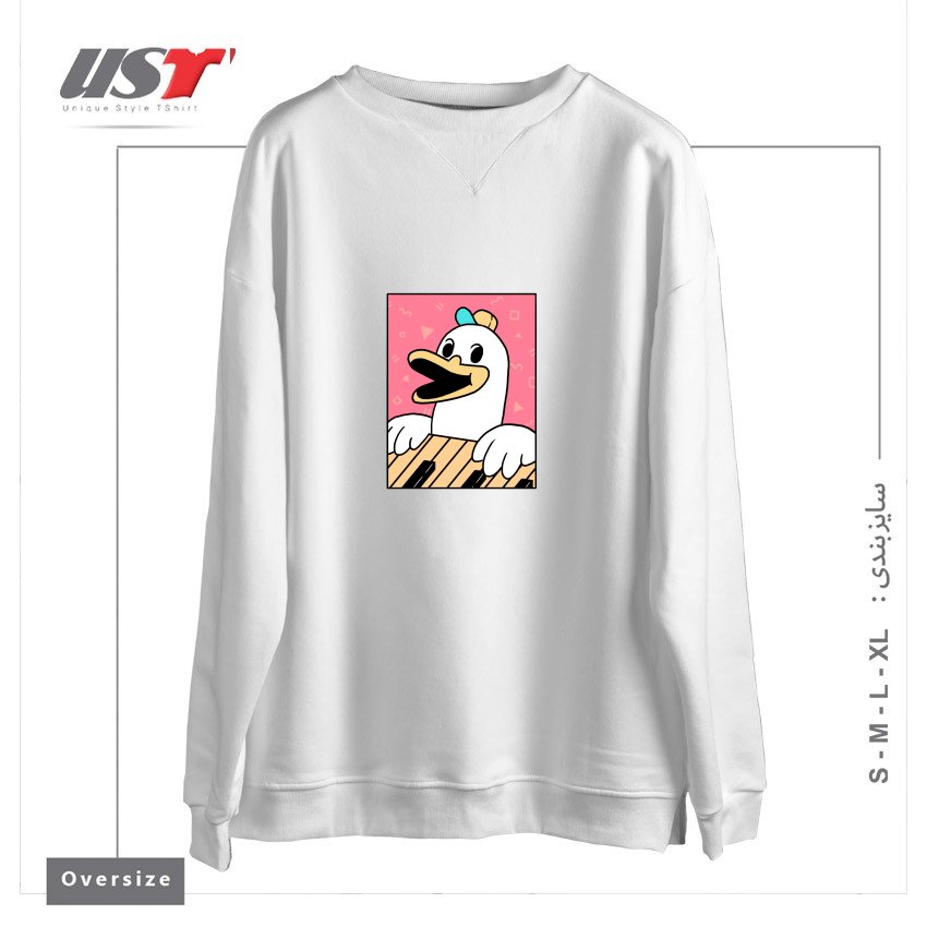 طرح SYNTH DUCK سوییشرت اورسایزرنگ سفید