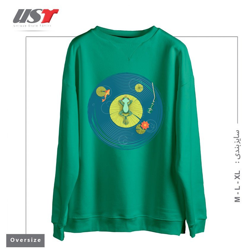 طرح RELAX1 سوییشرت اورسایزرنگ سبز سدری