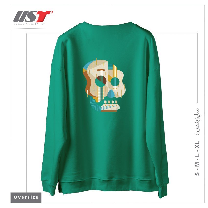 طرح THE VINYL SYSTEM (COLOUR)1 سوییشرت اورسایزرنگ سبز سدری