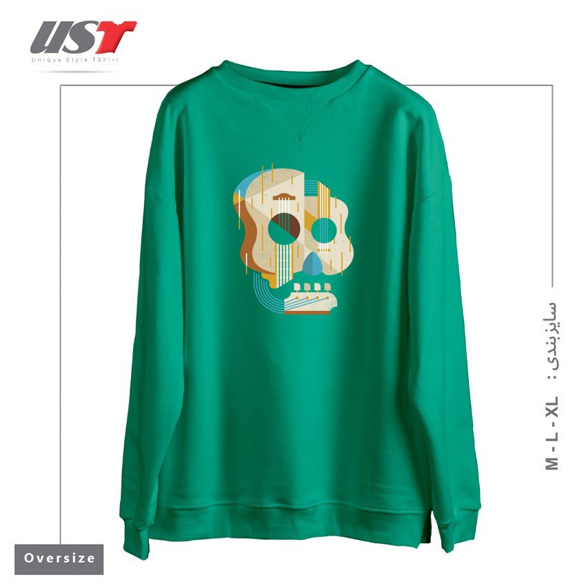 طرح THE VINYL SYSTEM (COLOUR)1 سوییشرت اورسایزرنگ سبز سدری