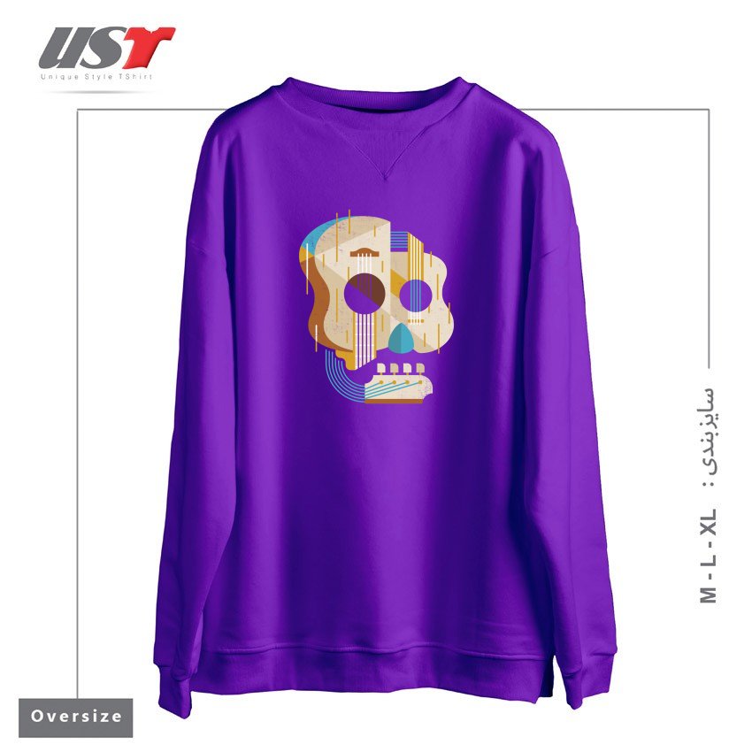 طرح THE VINYL SYSTEM (COLOUR)1 سوییشرت اورسایزرنگ بنفش