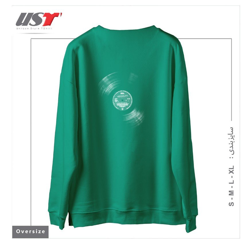 طرح VINYL سوییشرت اورسایزرنگ سبز سدری