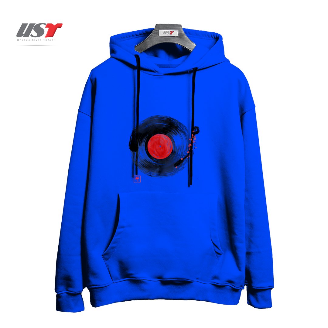 طرح ZEN MUSIC1 هودی اورسایزرنگ آبی شالی