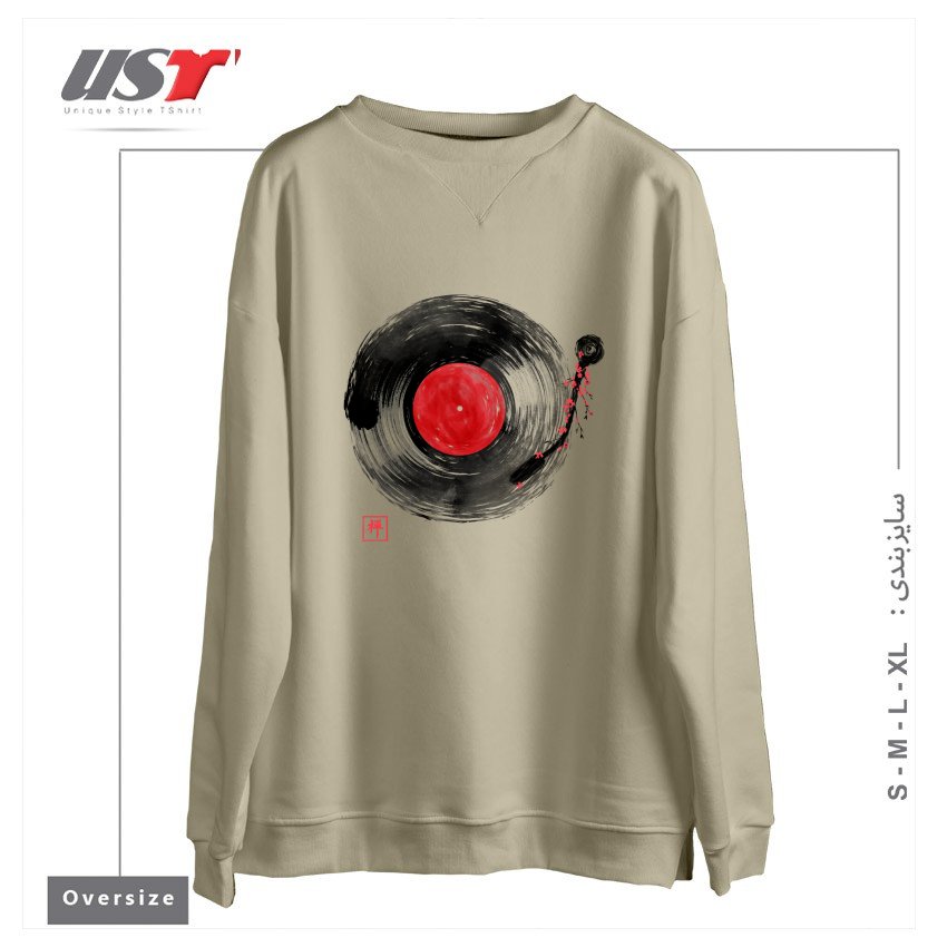 طرح ZEN MUSIC1 سوییشرت اورسایزرنگ نخودی