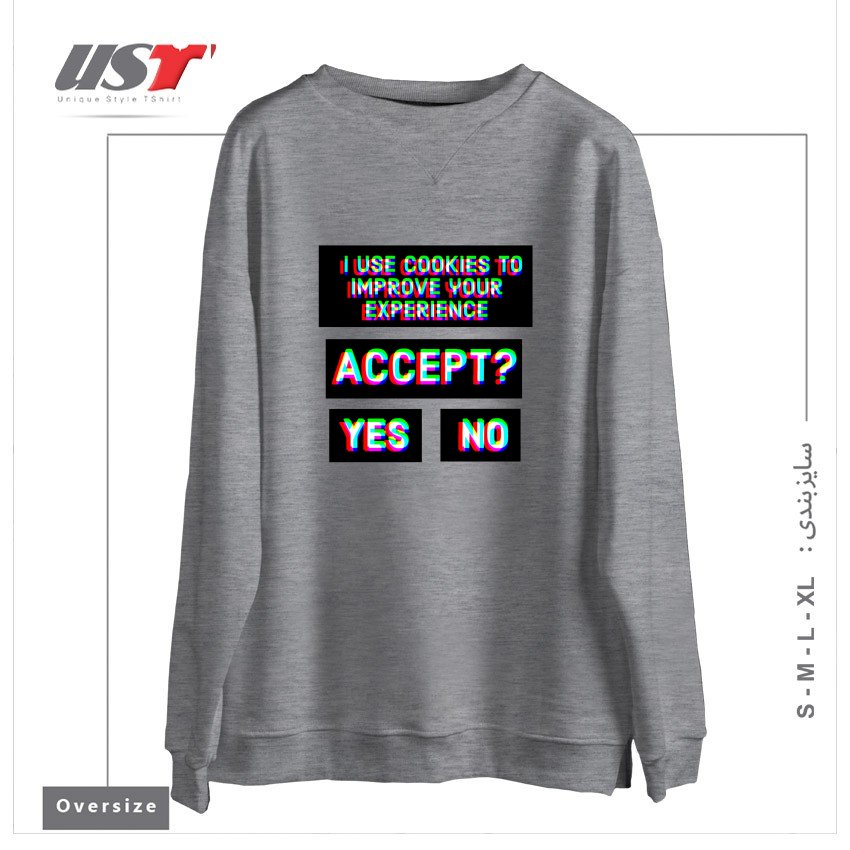 سوییشرت اورسایز طرح ACCEPT COOKIES