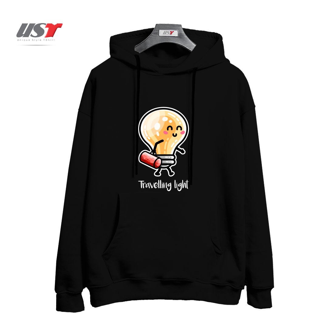 طرح KAWAII CUTE TRAVELLING LIGHT PUN هودی اورسایزرنگ مشکی
